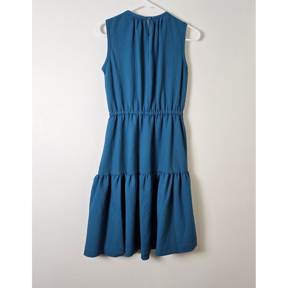 Calvin Klein Dress Womens 2 Teal Blue Sleeveless Tiered Ruffle - Picture 4 of 9